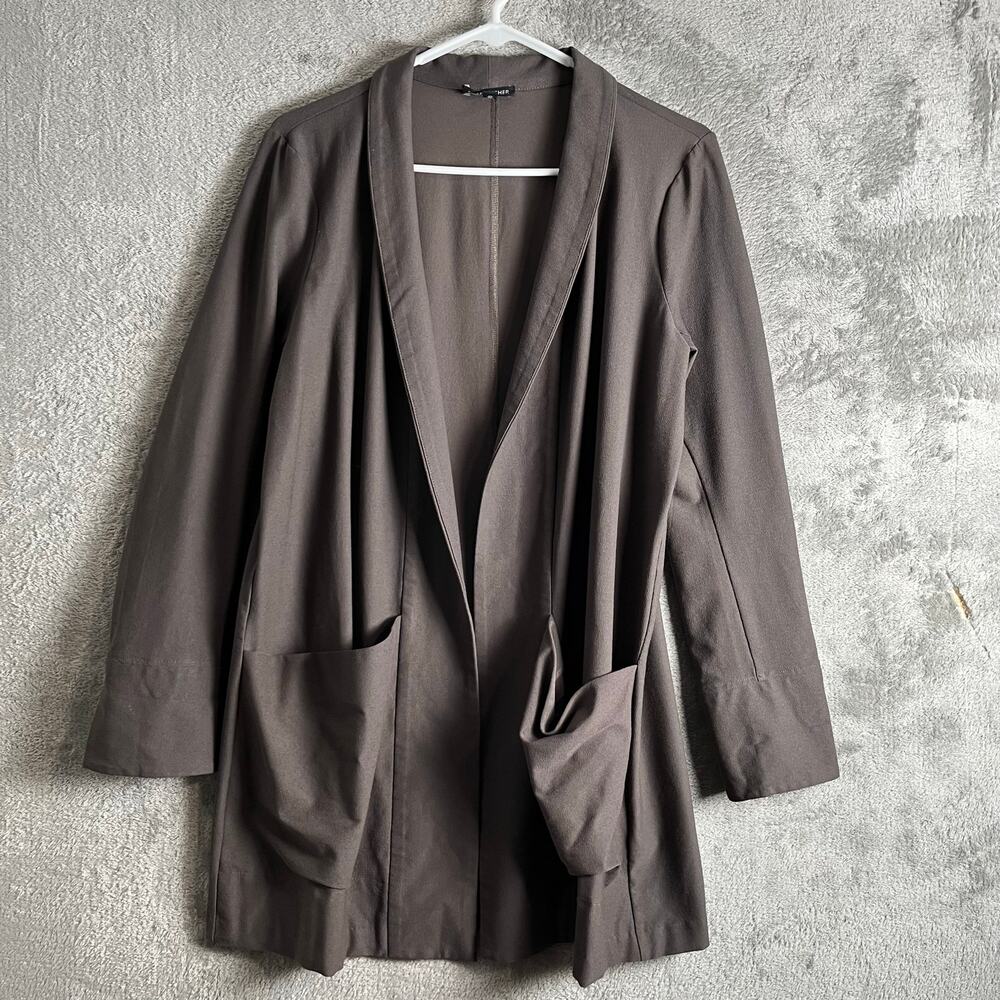 Eileen Fisher Washable Stretch Crepe Jacket Size Small Rye Grayish Brown
